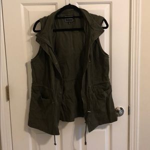 Army green hooded vest